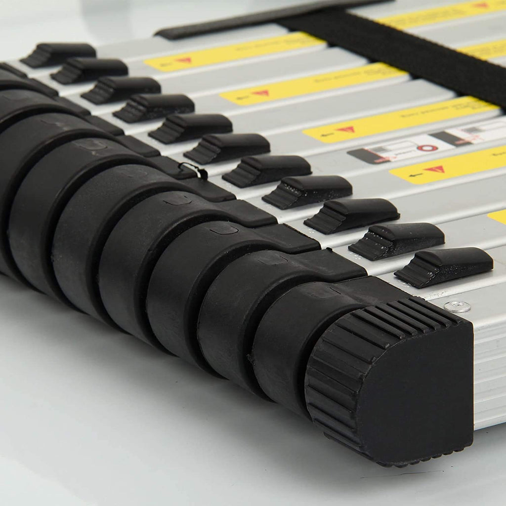 Vlio 3,8M Teleskopleiter, Mehrzweckleiter Aluminium, 150 kg/330 Pfund Belastbarkeit, Ausziehbar Aluleiter, Ausziehleiter Mehrzweckleiter für Dachboden/Kletterdach/Büronutzung/Baujob, Silber