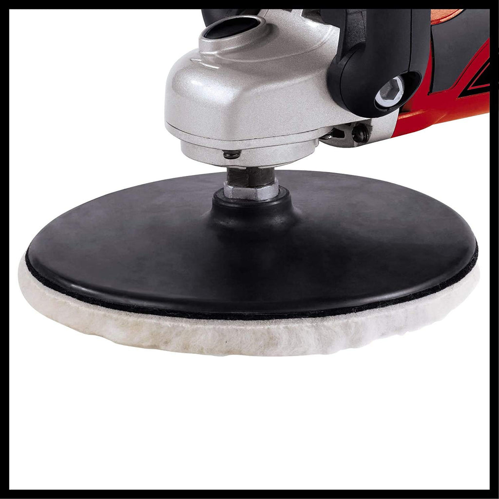 Einhell Polier- und Schleifmaschine CC-PO 1100/1E (1.100 W, bis 3.500 min-1, Drehzahlelektronik, Spindelarretierung, Kletthaftung, inkl. 1x Schaumstoffaufsatz, 2x Synthetikpolierhaube, Schleifpapiere)