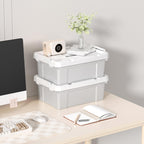 Cetomo 15L*4 Aufbewahrungsboxen, Tragbare Plastikboxen mit Deckeln, Organizer-Behälter mit Griff und Clips, Stapelbar, Ineinander Nestbar, für Zuhause und Büro, Grau, 15L-4er Pack