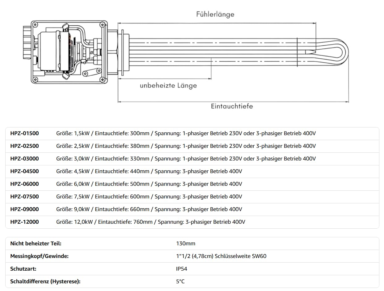 Heizpatrone 6,0 kW