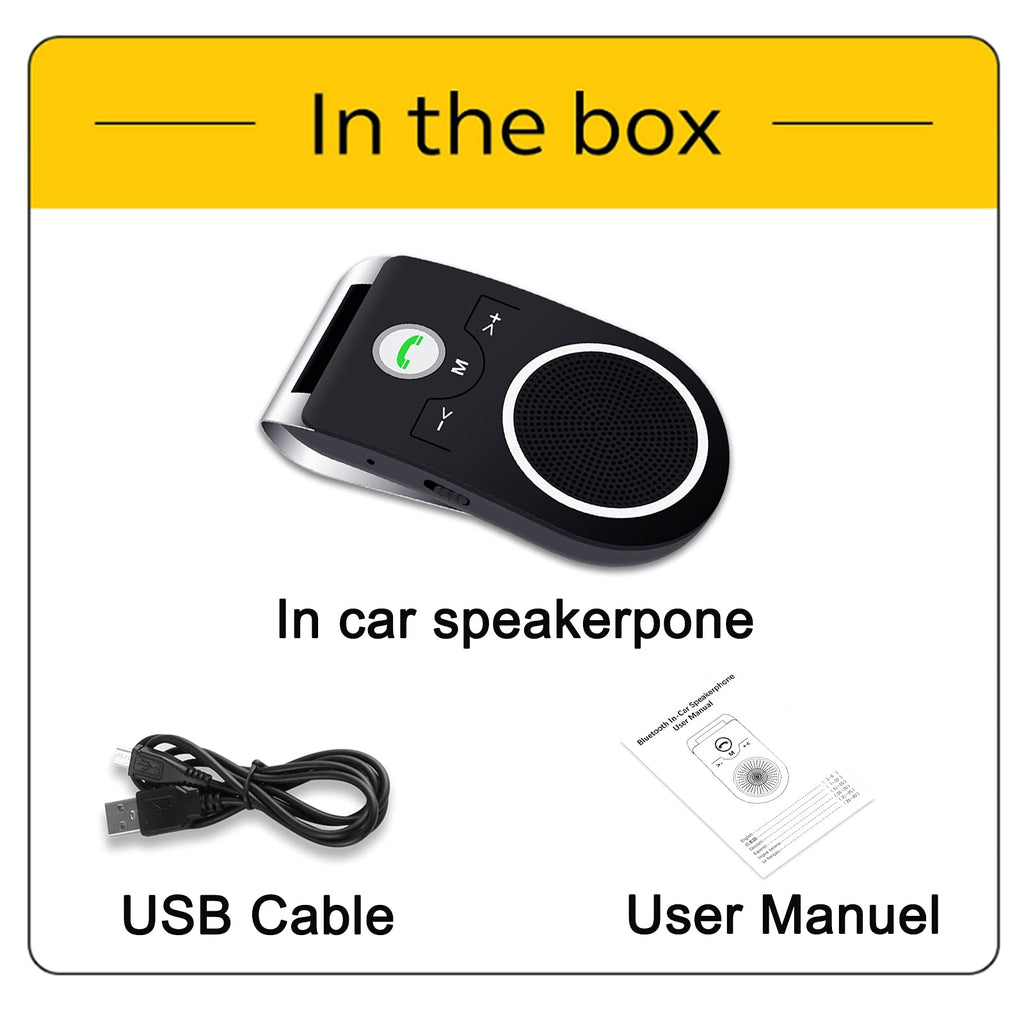 Bluetooth KFZ Freisprecheinrichtung, Bluetooth 5.0 In Car Speakerphone Handsfree Car Kit mit Geräuschunterdrückendes mikrofon und Stereo-Sound für GPS, Musik, Telefongespräche Unterstützt 2 Telefone