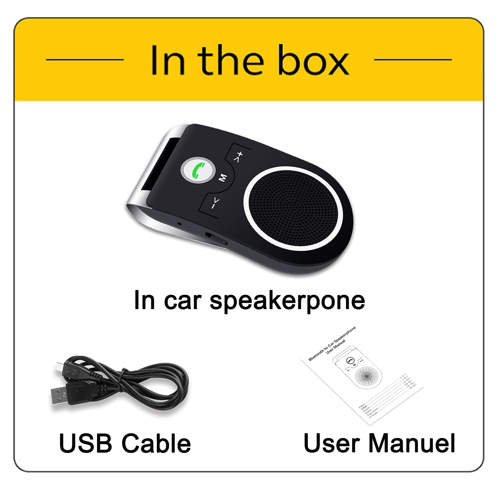 Bluetooth KFZ Freisprecheinrichtung, Bluetooth 5.0 In Car Speakerphone Handsfree Car Kit mit Geräuschunterdrückendes mikrofon und Stereo-Sound für GPS, Musik, Telefongespräche Unterstützt 2 Telefone