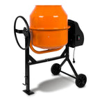 EBERTH 140L Betonmischer Elektrisch Mobil, 550W Motor, Gestell, Trommel und Zahnkranz aus Stahl, feststellbares Handrad, breite Fußplatte, Profi Zementmischer, Trommel schwenkbar, Einfache Bedienung