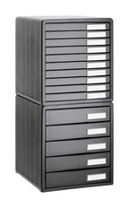 Rotho Timeless Schubladenbox / Bürobox mit 5 Schüben, Kunststoff (PS) BPA-frei, anthrazit, (34.5 x 29.0 x 32.0 cm)