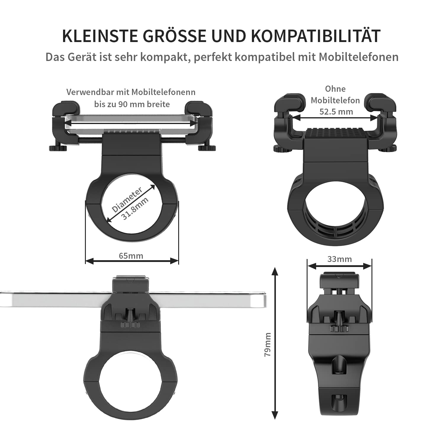 UPPEL NEUESTE Handyhalterung Fahrrad um 360 ° Drehbarer Handyhalter Fahrrad Lenker Handyhalterung Motorrad für Phone 12 Pro Max, Galaxy S9, S1, Note 20 und mehr, 3,5–7in Handy – 2,1–3,5 in Breite