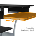 Yaheetech Schreibtisch mit Druckerregal Computertisch schwarz PC Tisch mit 4 Rollen 80 x 50 x 132 cm