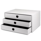 Rössler SOHO 3er Schubladenbox A4 aus Papier | Büro Organizer Schreibtisch| Schubladen Organizer Büro Zubehör & Bürobedarf | Schreibtisch Organizer Box | 34 x 25 x 19 cm | 1 Stück | Farbe: Weiß