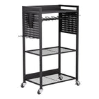 VEVOR Werkzeugwagen mit 4 Ebenen, Tragkraft 68 kg, Werkstattwagen mit rollbarem Bohrerhalter & stabilem Lagerregal, Montagewagen für die Garage, Werkstatt, Garage, schwarz, 560x350x970 mm