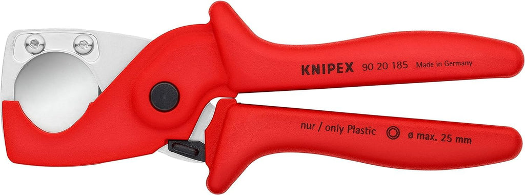 KNIPEX PlastiCut Schlauch- und Schutzrohrschneider auf SB-Karte aus zähem, glasfaserverstärktem Kunststoff 185 mm, 90 20 185 SB