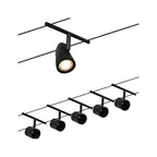 Paulmann 94469 CorDuo Seilsytem Set Cup DC max. 5x10 Watt erweiterbar Schwarz matt Kunststoff, Metall GU5,3 Drahtseilsystem ohne Leuchtmittel