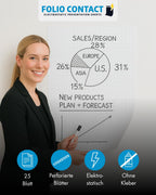 Folio Contact Flipchart Folie – elektrostatisch haftend, kariert, haftet ohne Kleber auf glatten Flächen, repositionierbar – 60 × 80 cm