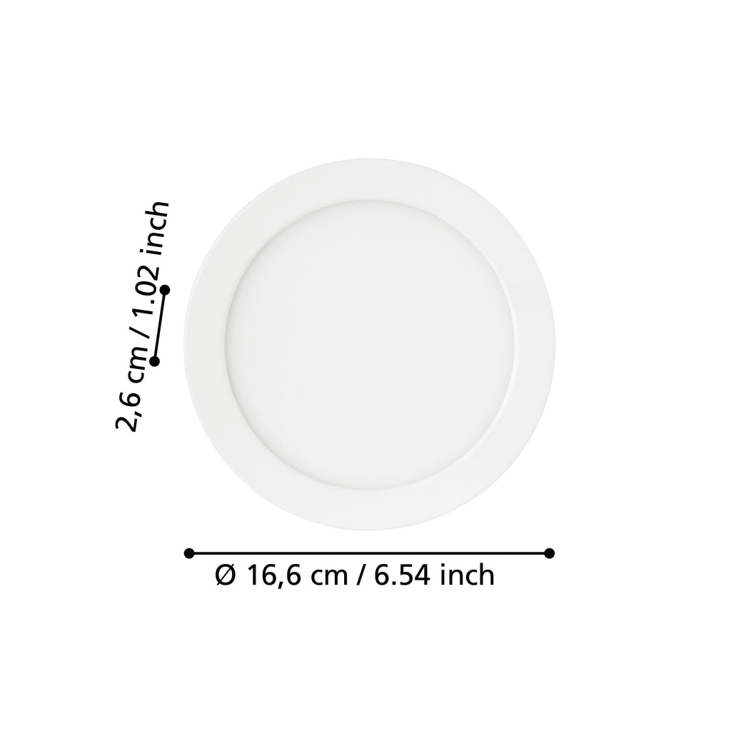 EGLO LED Einbaustrahler Fueva 5, Ø 16,6 cm, Spot aus Stahl und einer Kunststoff Leuchtfläche, Einbauleuchte in Weiß, Einbauspot flach, geringe Einbautiefe 26 mm, warmweiß