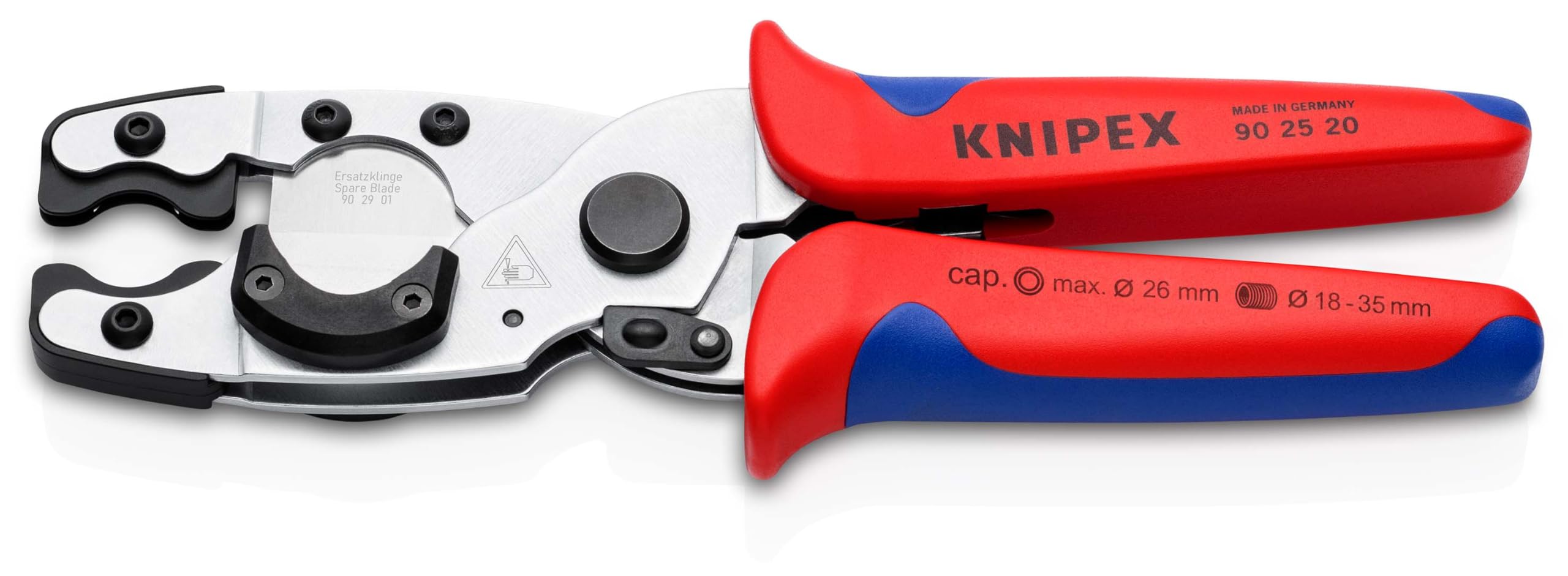 KNIPEX Rohrschneider für Verbund- und Schutzrohre verchromt mit Mehrkomponenten-Hüllen 210 mm, 90 25 20