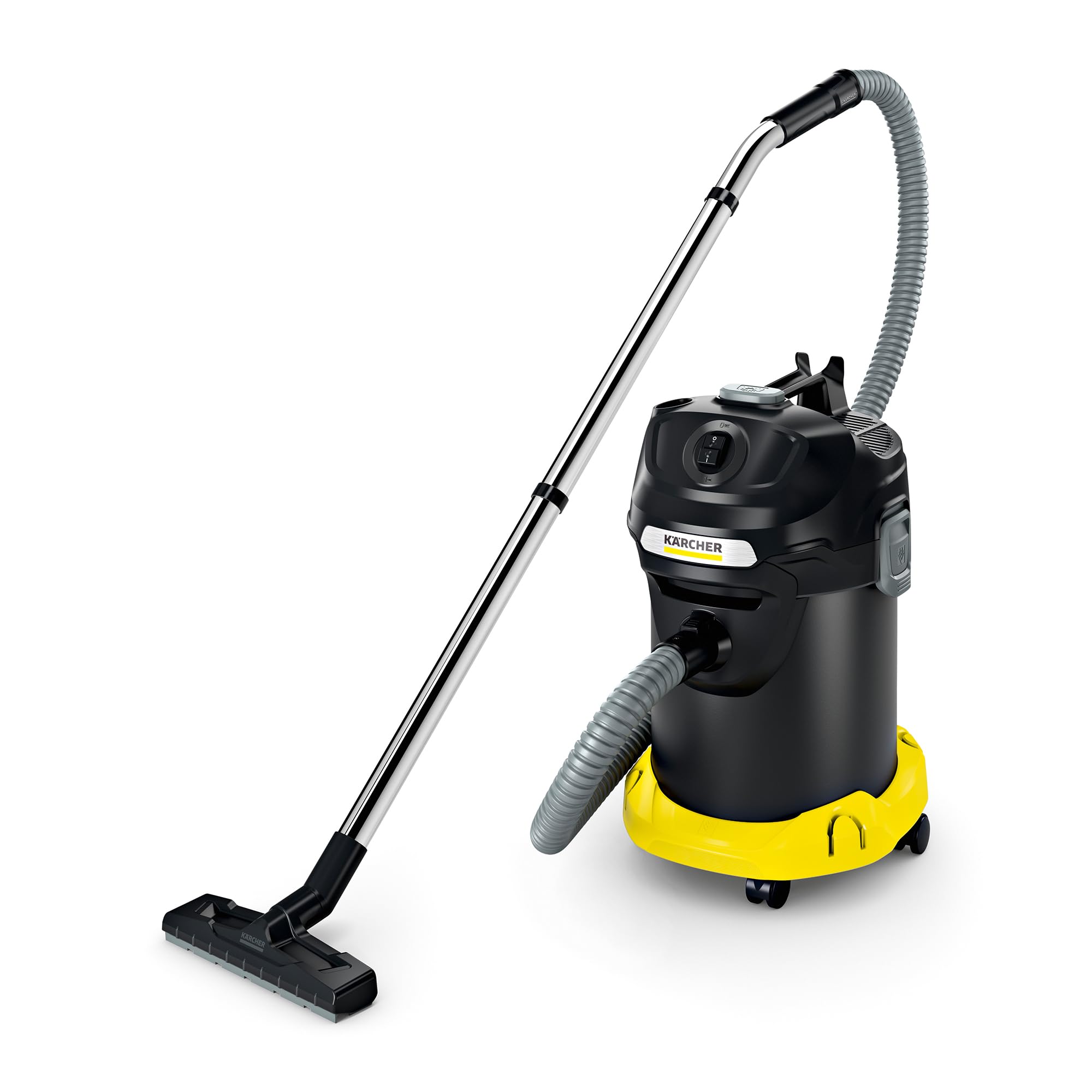 Kärcher AD 4 Premium Aschesauger und Trockensauger ideal für die Reinigung von Kaminen, Pelletöfen und Grills (mit Filterreinigung, 17-Liter-Metallbehälter, Reinigung ohne Schmutzkontakt) Gelb/Schwarz