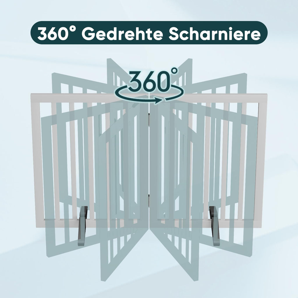 Semiocthome Freistehende Baby- & Haustiergitter aus Bambus, Hunde- und Katzengitter für Türen, Treppenschutzgitter für Welpen, Faltbare Sicherheitsgitter (Weiß, 2 Platten - 90cm Breit)