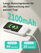 GHB Babyphone mit Kamera Baby Monitor 3,2 Zoll LCD 2100 mAh Akku 2X Zoom Temperatursensor Nachtsicht Gegensprechen
