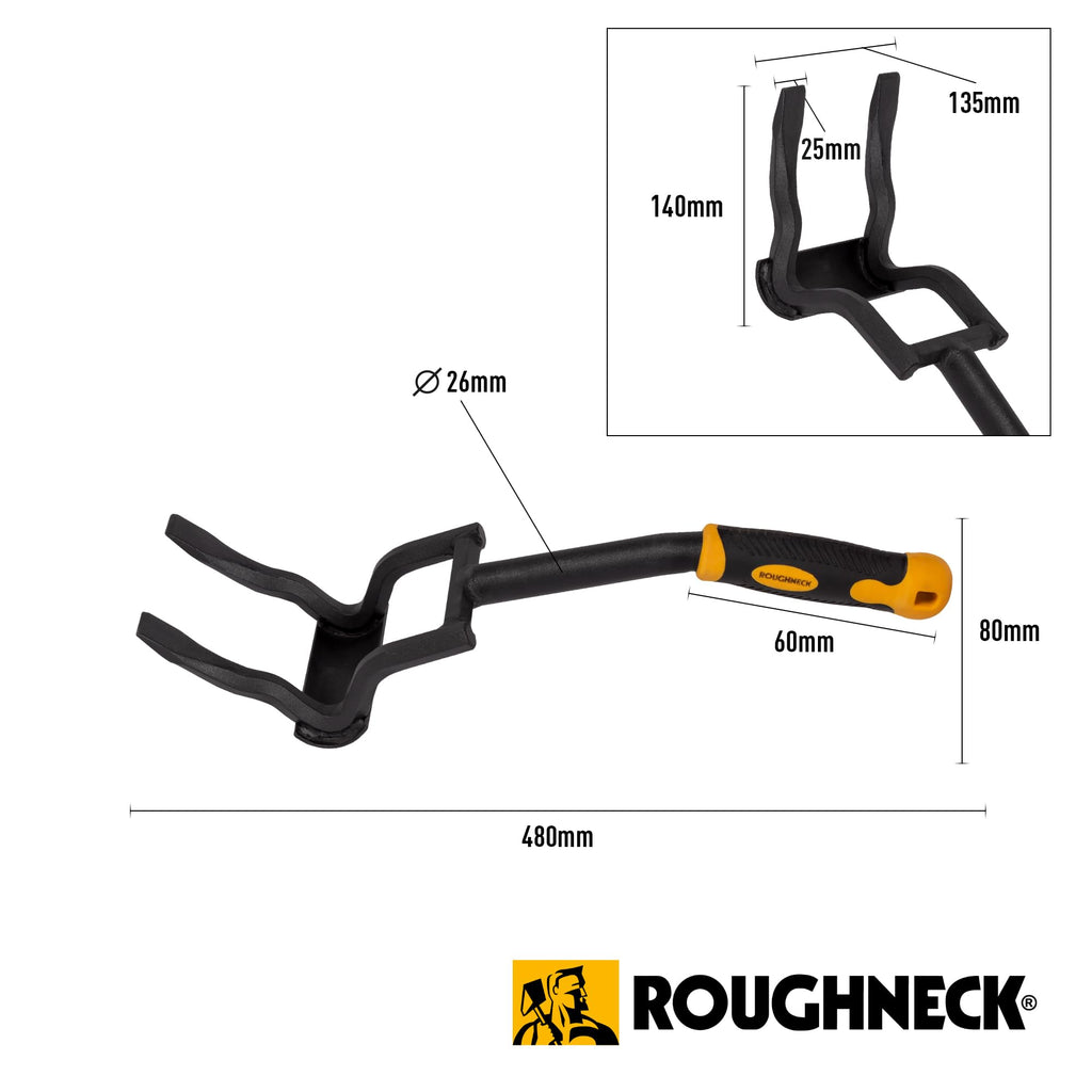 Roughneck Dach-Abbruch- und Hebelstange (Länge 950 mm, Breite 140 mm, lange flache Krallen, Brecheisen mit weichem Griff, Nageleisen, Abbruchwerkzeug) 484143
