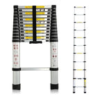 Vlio 3,8M Teleskopleiter, Mehrzweckleiter Aluminium, 150 kg/330 Pfund Belastbarkeit, Ausziehbar Aluleiter, Ausziehleiter Mehrzweckleiter für Dachboden/Kletterdach/Büronutzung/Baujob, Silber