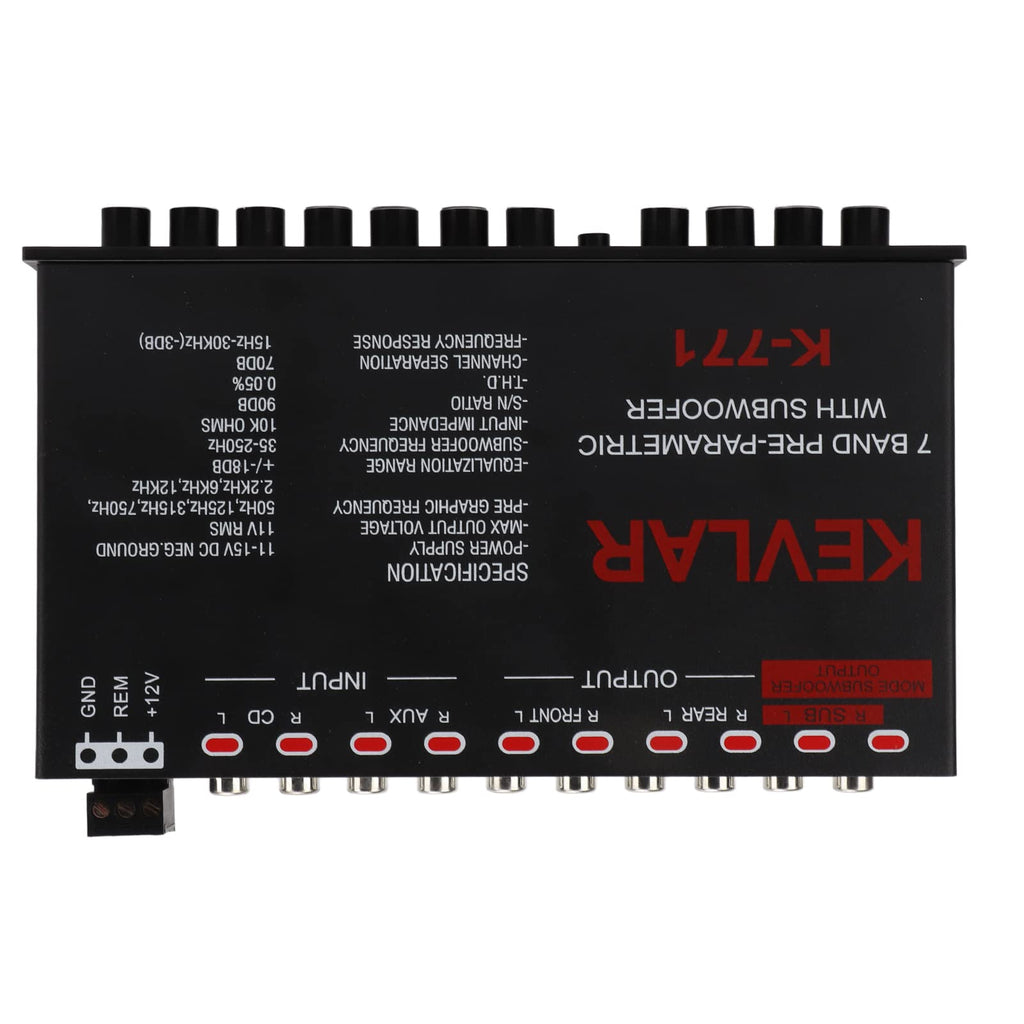 Auto-Equalizer mit 7-Band-Grafik-Equalizer 7-Band-Vorverstärker-Digital-Equalizer Auto-Audio-EQ Auto-Audio-Grafik-Equalizer Universeller Tiefpass 7-Band Variable Gain-Anpassung High-Level-Eingangs-EQ