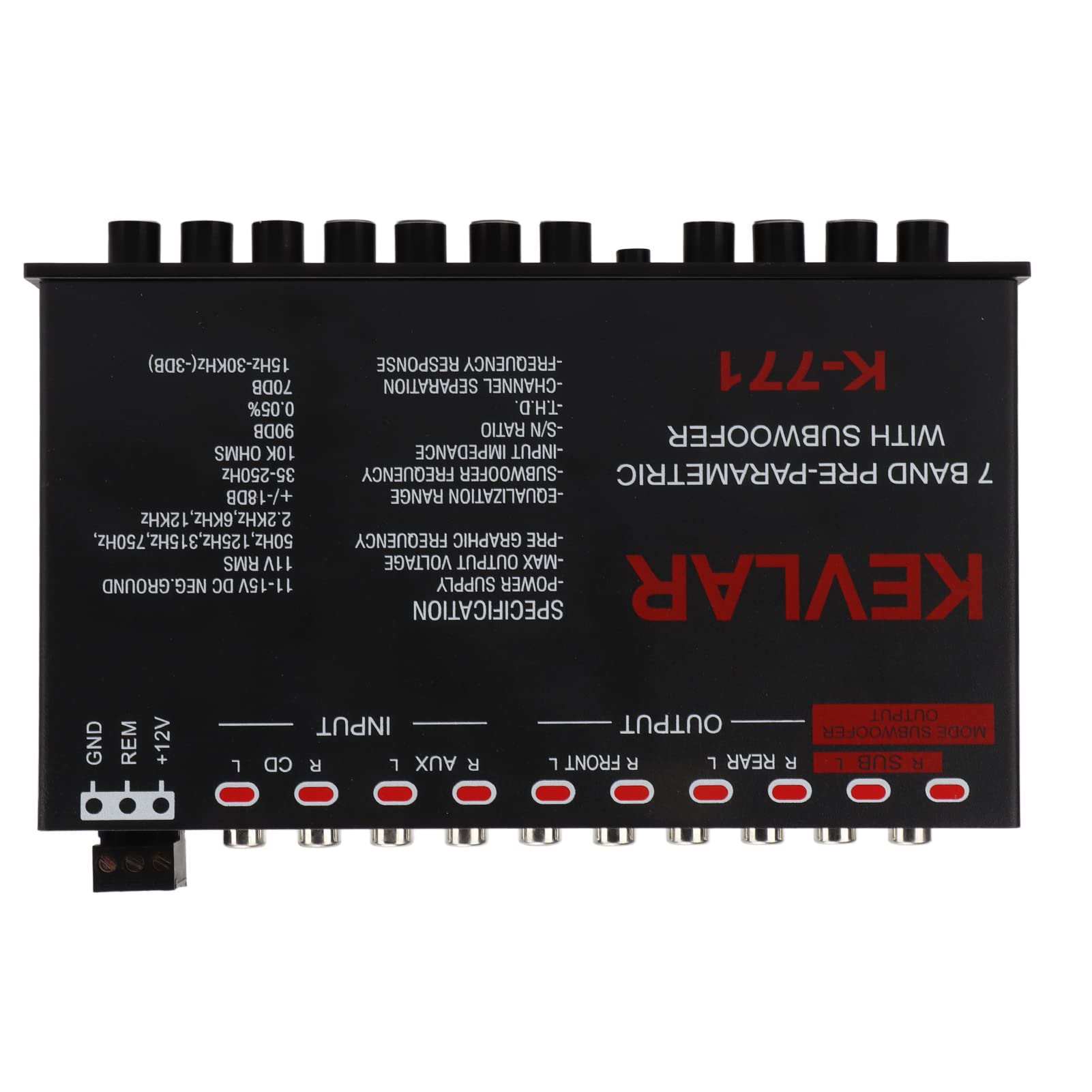 Auto-Equalizer mit 7-Band-Grafik-Equalizer 7-Band-Vorverstärker-Digital-Equalizer Auto-Audio-EQ Auto-Audio-Grafik-Equalizer Universeller Tiefpass 7-Band Variable Gain-Anpassung High-Level-Eingangs-EQ