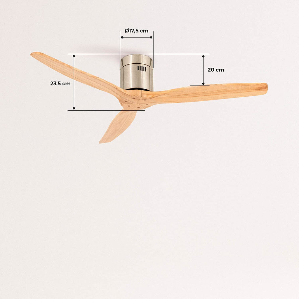 CREATE / WINDCALM M/Deckenventilator ABS Nickel Hellesholzflügel-Optik mit Fernbedienung / 40W, Leise, Ø132cm, Timer von 1 bis 4 Std., DC-Motor, Sommer-Winterbetrieb