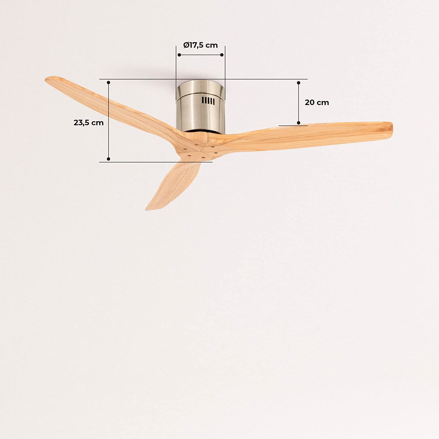 CREATE / WINDCALM M/Deckenventilator ABS Nickel Hellesholzflügel-Optik mit Fernbedienung / 40W, Leise, Ø132cm, Timer von 1 bis 4 Std., DC-Motor, Sommer-Winterbetrieb