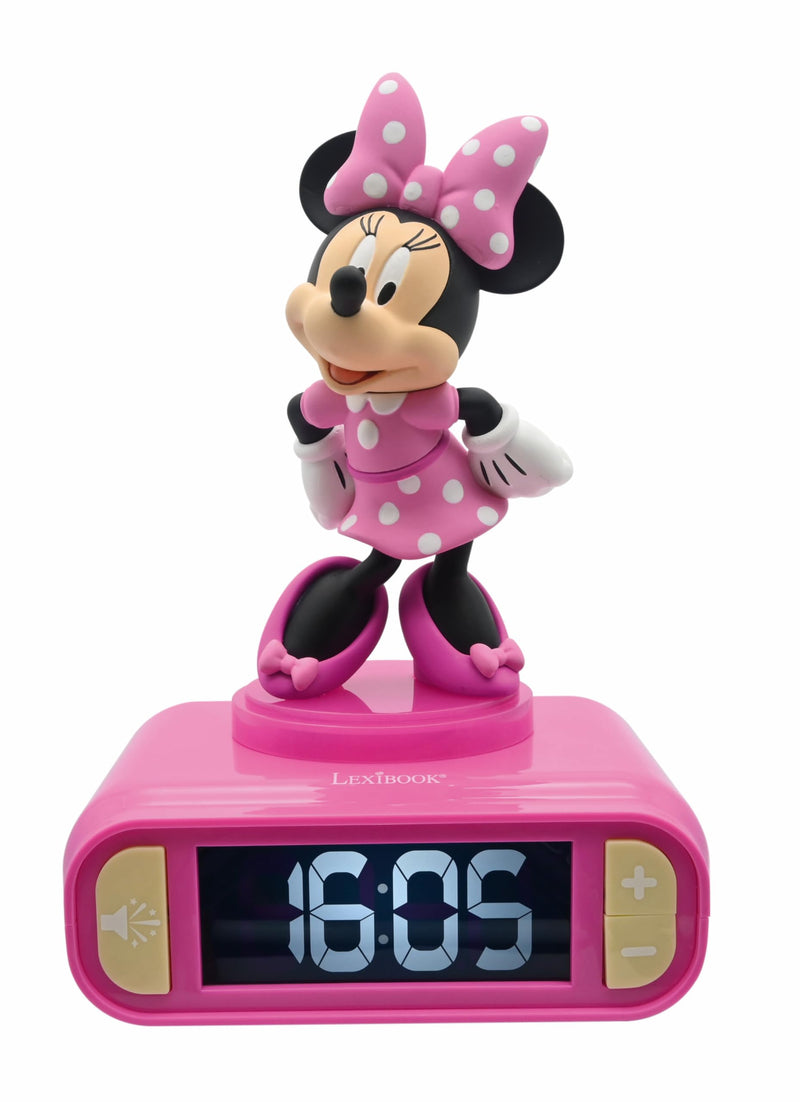 Lexibook, Disney Minnie, Nachtwecker, Sounds und Melodien, LCD-Bildschirm mit Hintergrundbeleuchtung, Leuchtanzeige, Schlummerfunktion, Pink, RL800MN