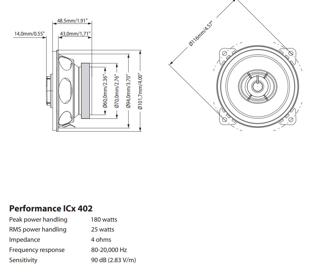 Blaupunkt ICx 402 2-Wege Einbau-Lautsprecher 180W Inhalt: 1 Paar, ICX402