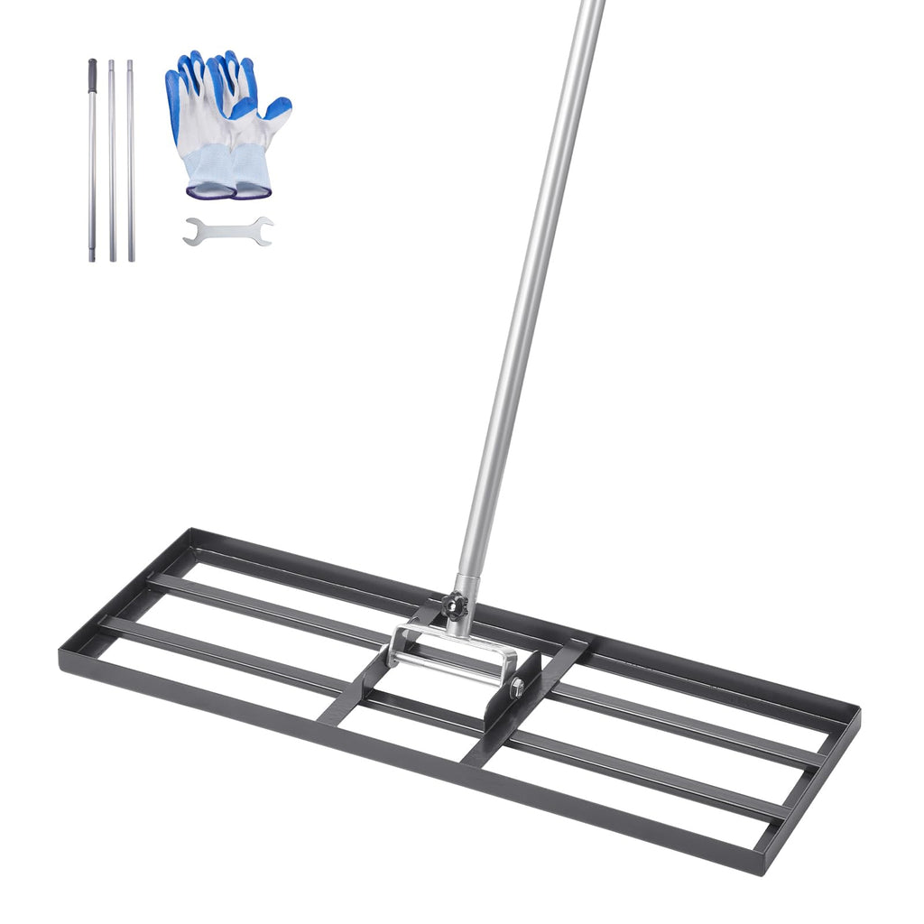 VEVOR Rasenrakel mit 213 cm Stiel, 762x254 mm Bodenplatte, Nivellierrechen aus Karbonstahl, Levelingrake, Rasen-Nivellierungsrechen für Rasenpflege, Rasen-Nivellierungsrechen, Hof und Golfplatz