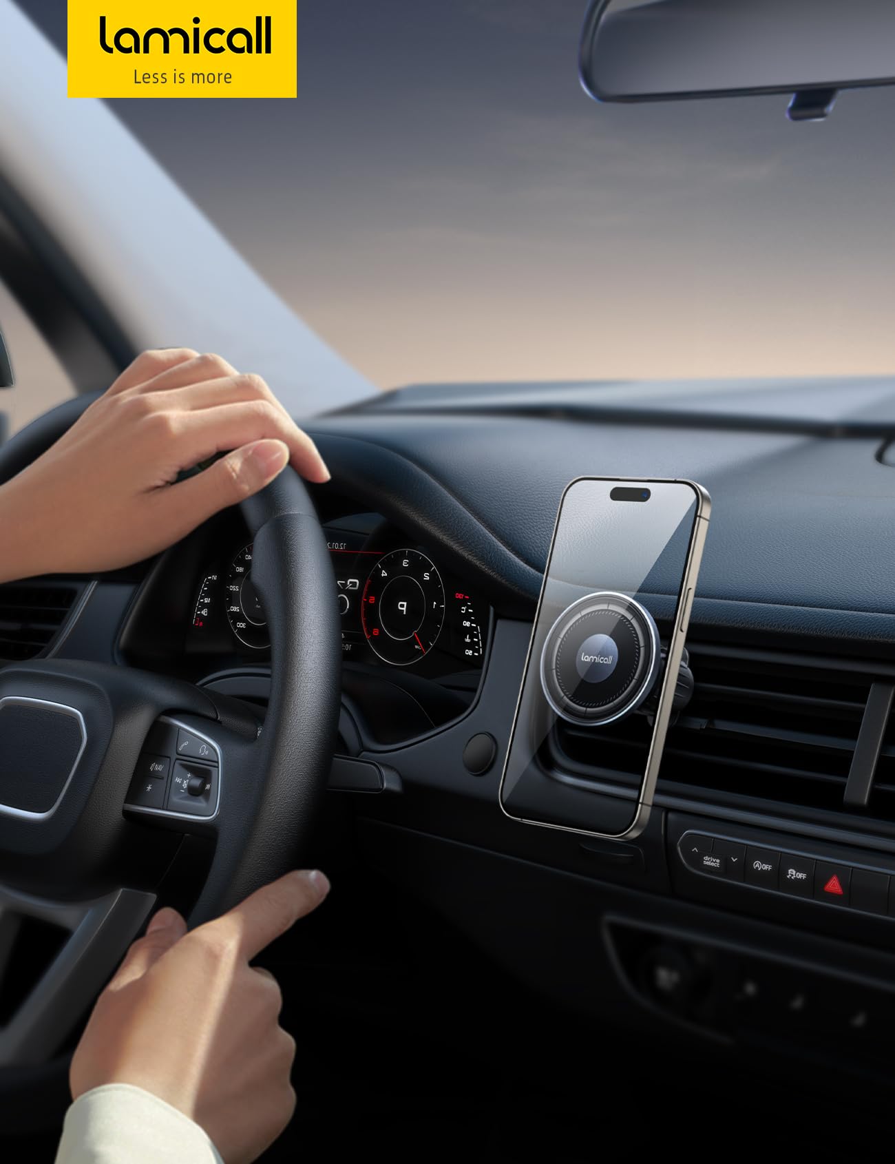 Lamicall Handyhalterung Auto für MagSafe Autohalterung - [2026 HD-Glas-Platte] Stark Magnetische Handyhalter Auto Lüftung, KFZ Handy Halterung Magnet für iPhone 17 16 15 14 13 Pro Max, Alle Smartphone