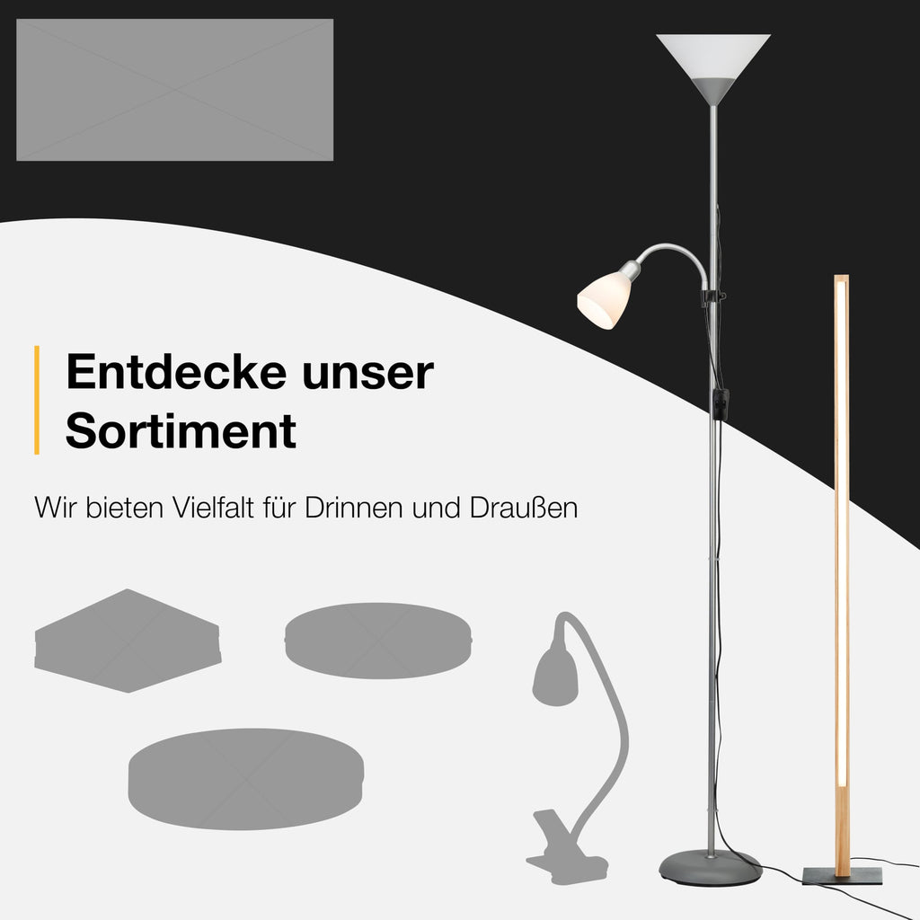 Brilliant Lampe Nerva Standleuchte titan/weiß | 2x C35, E14, geeignet für Kerzenlampen (nicht enthalten) | Mit Fußschalter