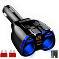 USB C Auto Ladegerät Zigarettenanzünder Verteiler Adapter Splitter Typ C KFZ Ladegerät 2 Fach Steckdose 12V/24V DC 120W mit LED Voltmeter Schalter Dual USB Port