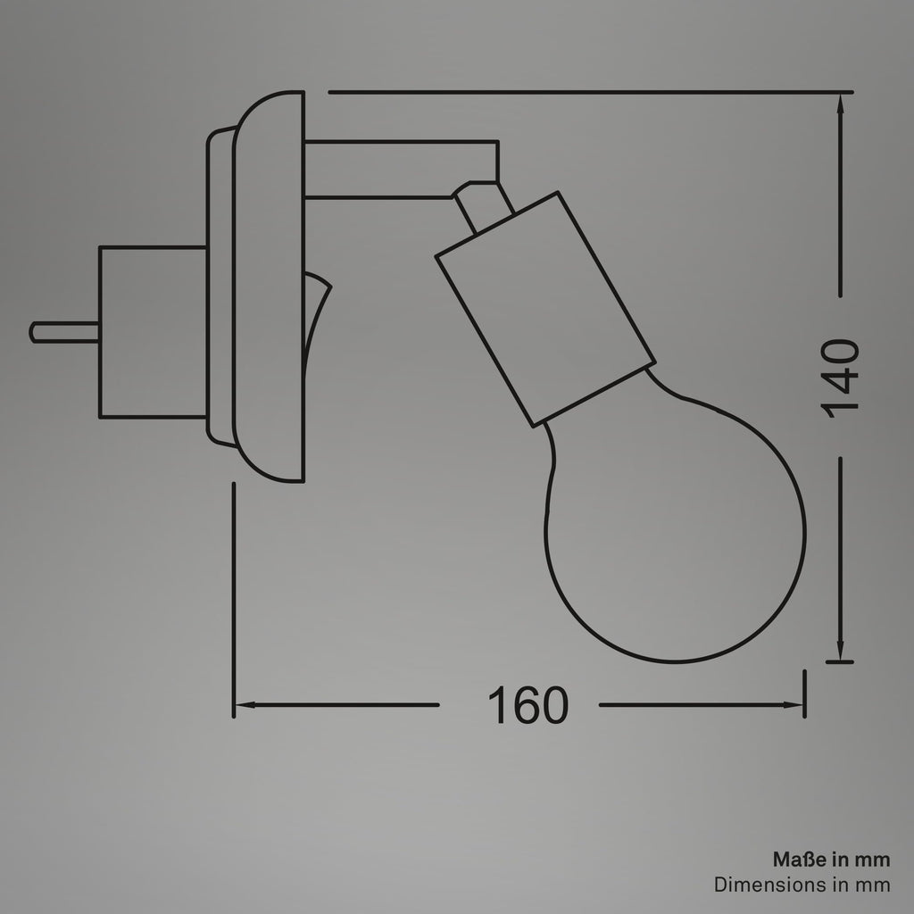 BRILONER - Wandleuchte innen mit Schalter, schwenkbar, E27 Fassung, Steckdosenlicht, Steckerleuchte, Leselampe, Wohnzimmerlampe, Wandlampe, Flurlampe, Wandbeleuchtung, 9,5 x 6,7 x 7,8 cm, Beige