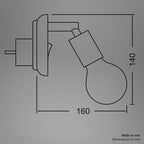 BRILONER - Wandleuchte innen mit Schalter, schwenkbar, E27 Fassung, Steckdosenlicht, Steckerleuchte, Leselampe, Wohnzimmerlampe, Wandlampe, Flurlampe, Wandbeleuchtung, 9,5 x 6,7 x 7,8 cm, Beige
