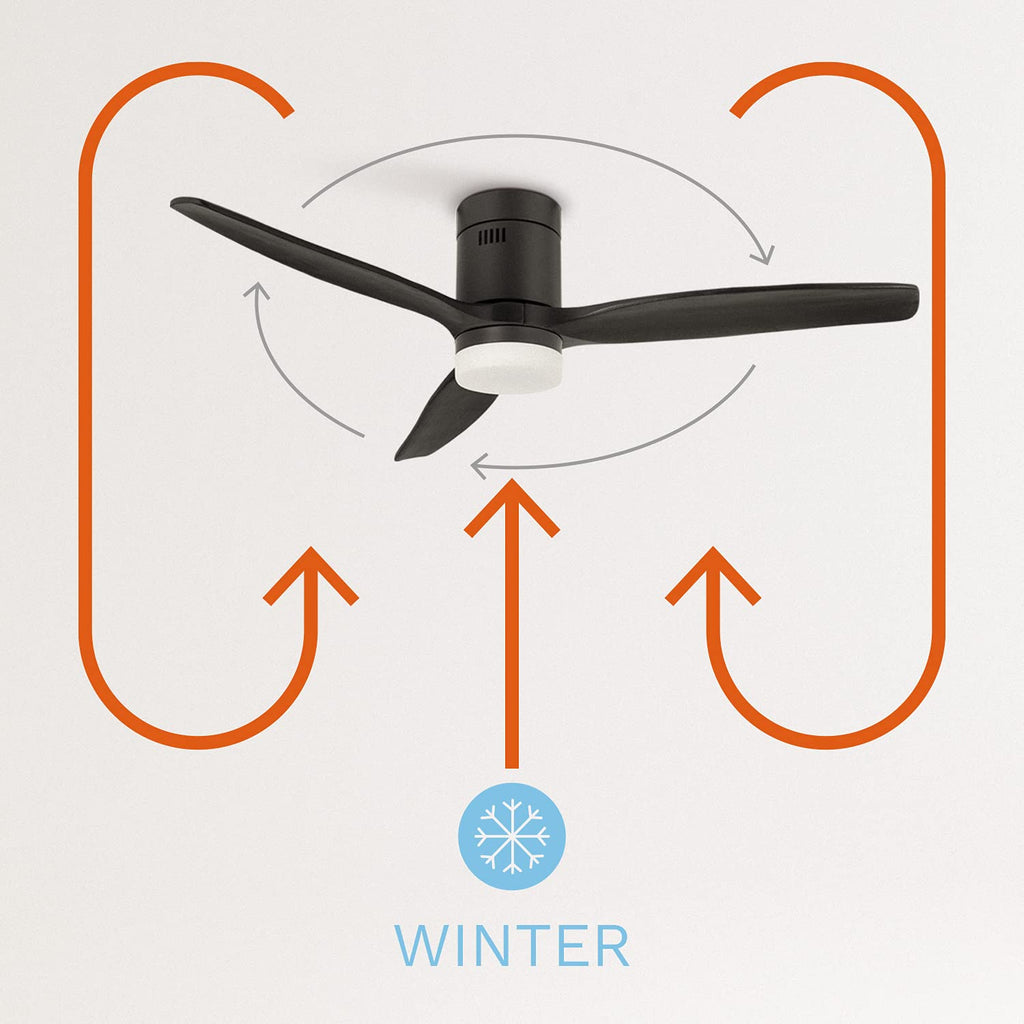 CREATE / WINDCALM M/Deckenventilator ABS mit Beleuchtung Schwarz mit Fernbedienung / 40W, Leise, Ø132cm, Timer von 1 bis 4 Std., DC-Motor, Sommer-Winterbetrieb