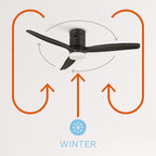 CREATE / WINDCALM M/Deckenventilator ABS mit Beleuchtung Schwarz mit Fernbedienung / 40W, Leise, Ø132cm, Timer von 1 bis 4 Std., DC-Motor, Sommer-Winterbetrieb