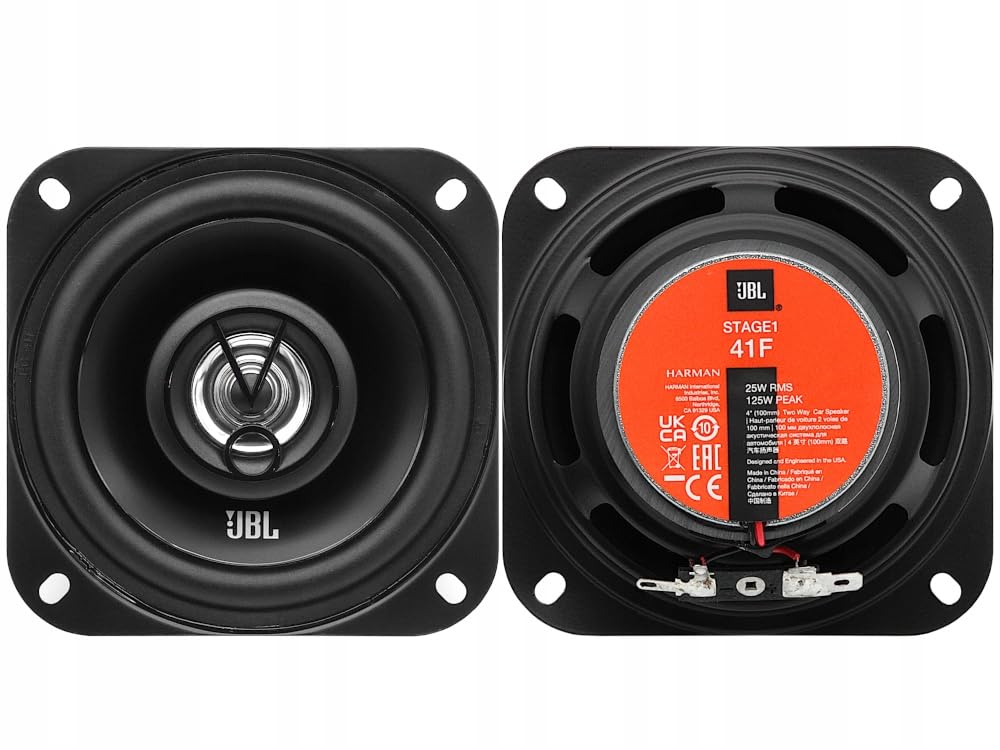 JBL Stage1 41F 2-Wege Auto Lautsprecher Set von Harman Kardon - 125 Watt KFZ Auto Boxen 25 Watt RMS - 2 stück Car HiFi JBL Box groß 10cm | 100mm | 4 Zoll, Schwarz
