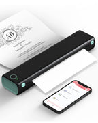 Phomemo M08F Thermodrucker A4 Mobiler Bluetooth Drucker, Tragbarer Wireless Printer für Unterwegs Kompatibel Android iOS, Thermopapier Drucker, Schwarz Grün