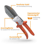 Original LÖWE Leistenschere 3.306 mit 90 Grad Anschlägen für den professionellen Einsatz im Handwerk - Leistenschneider mit langer Klinge für exakten Schnitt an Kunststoff Gummi Holz PVC Leder, metall