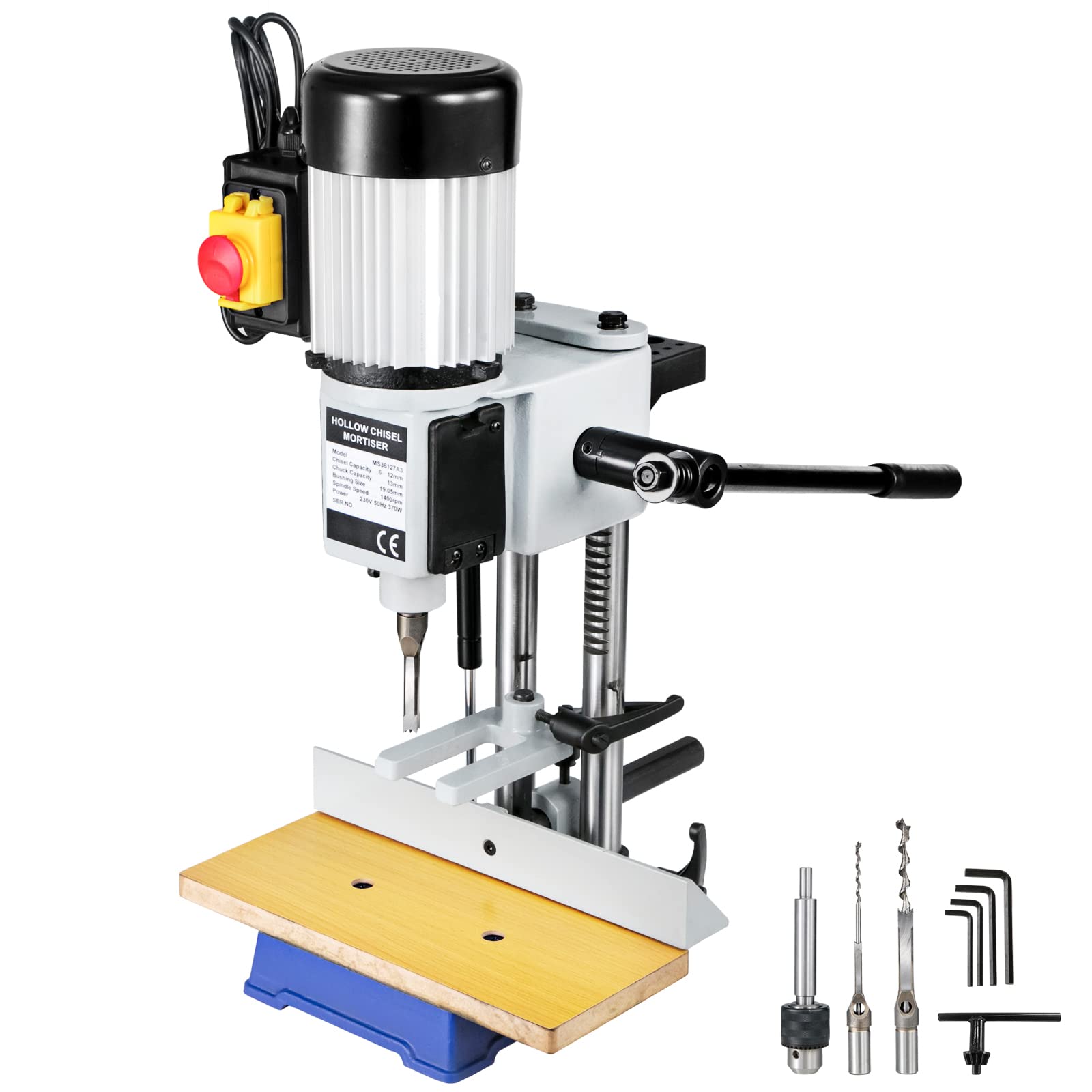 VEVOR Tischstemmmaschine, 750 W, 2800 U/min, Langlochbohrmaschine, Hohlstemmmaschine mit Meißel-Bit-Sets, Stemmmaschine für Holzarbeiten, zum Bohren runder oder quadratischer Löcher in Holz
