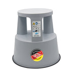 WEDO Rollhocker STEP aus bruchfestem Kunststoff - rollbarer Elefantenfuß Tritthocker, TÜV GS-geprüft, Made in Germany, rutschfest - Höhe ca. 43 cm, Tragkraft 150 kg, Farbe Lichtgrau