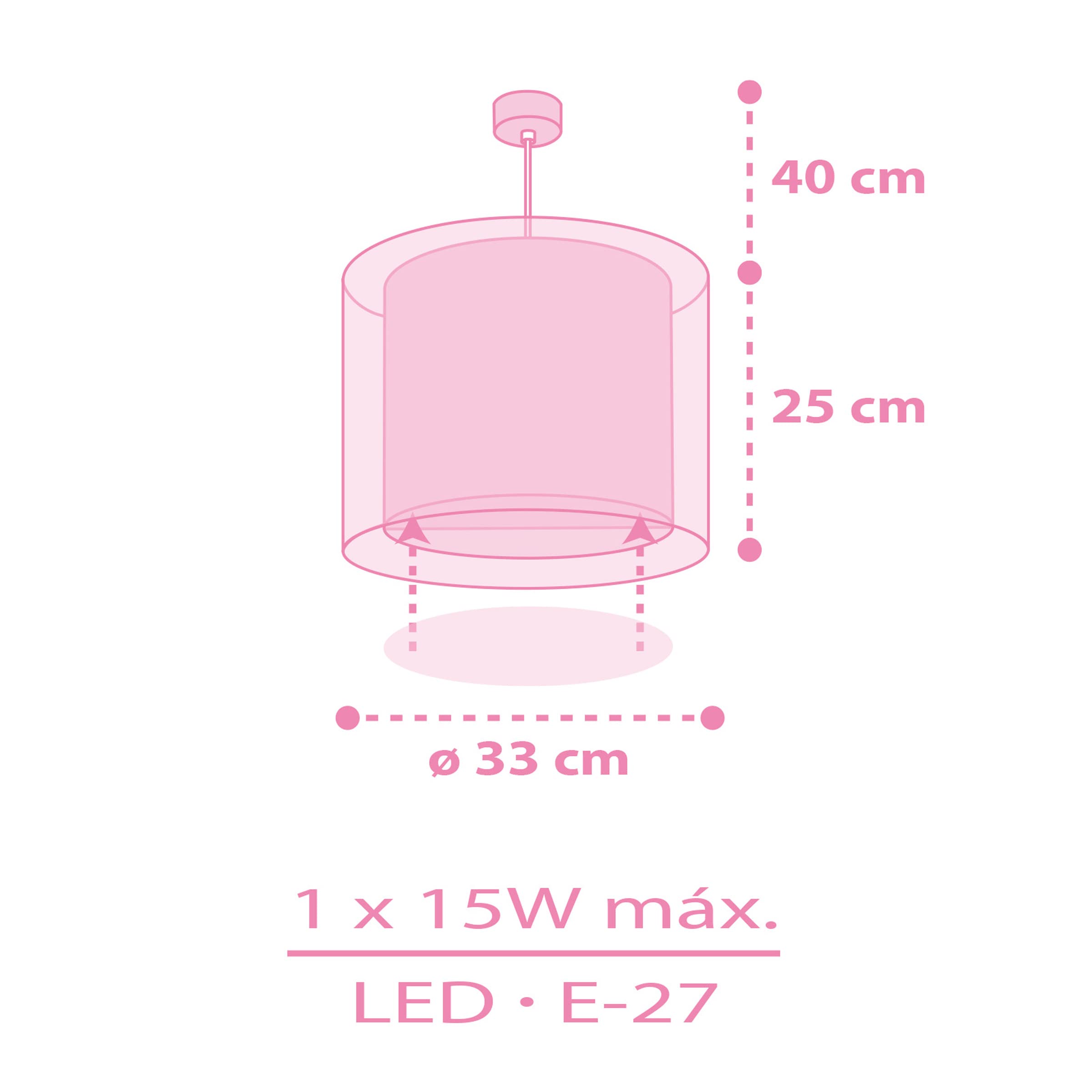 Dalber Lampe kinderzimmer, kinderlampe Pendelleuchte Hängelampe, Deckenleuchte Kinder, Deckenlampe kinderzimmer Einhörner Tiere Unicorns, 41592, E27, Rosa