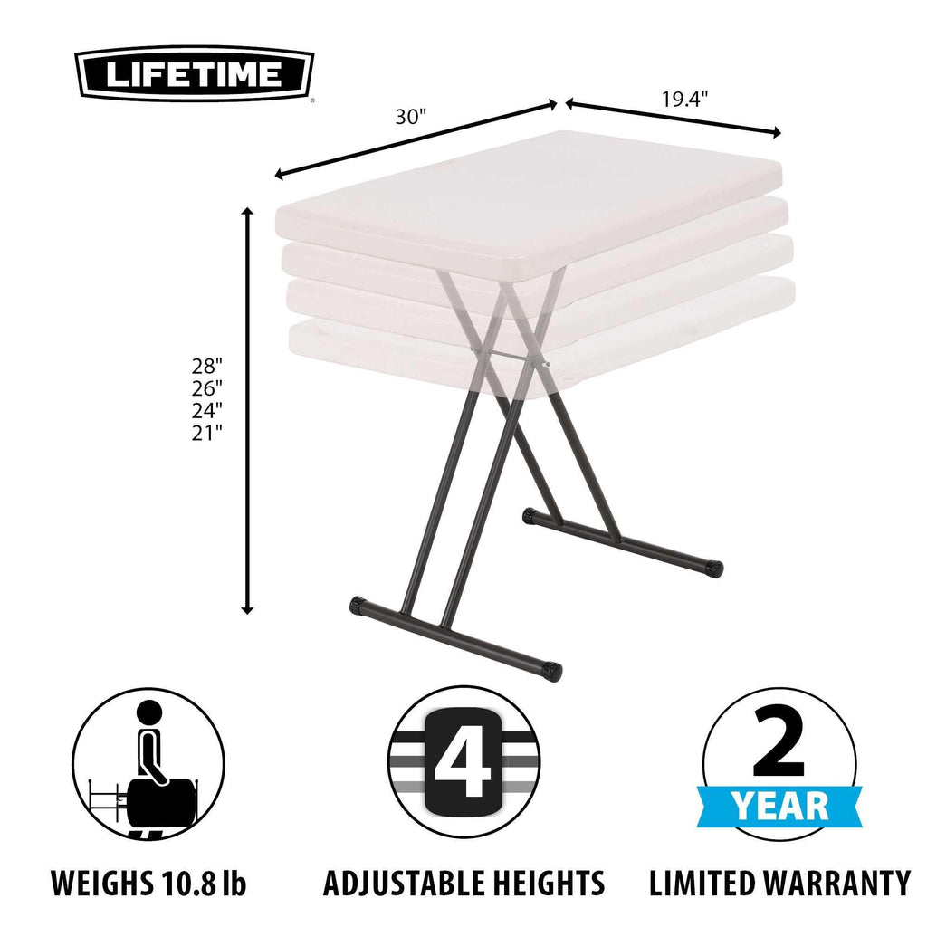 LIFETIME 28240 Verstellbarer Klapptisch für Laptop, TV-Fach, 30 Zoll (76,2 cm), mandelfarben