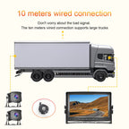 CAMECHO Rückfahrkamera 2 Kameras Set,9 Zoll LCD Monitor DVR +2 Geteilte Rück Kamera mit Nachtsicht IP69 Wasserdicht+Videoaufzeichnung für LKW/Bus/Van 12V-35V