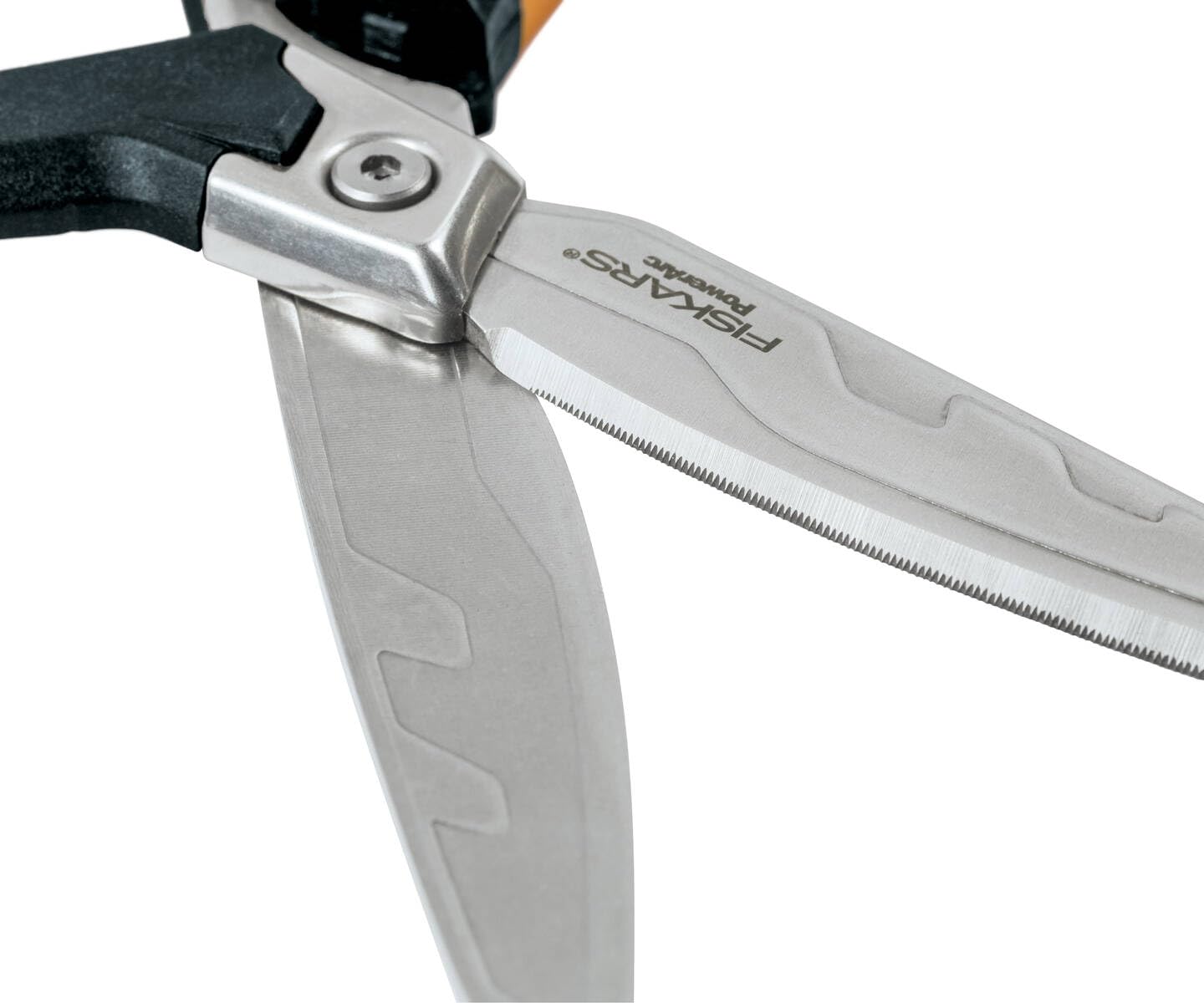 Fiskars Hochleistungsschere, Bis zu 30% mehr Kraft, Länge 26 cm, Langlebiger rostfreier Stahl/Kunststoff, Schwarz/Orange, PowerArc, 1027205