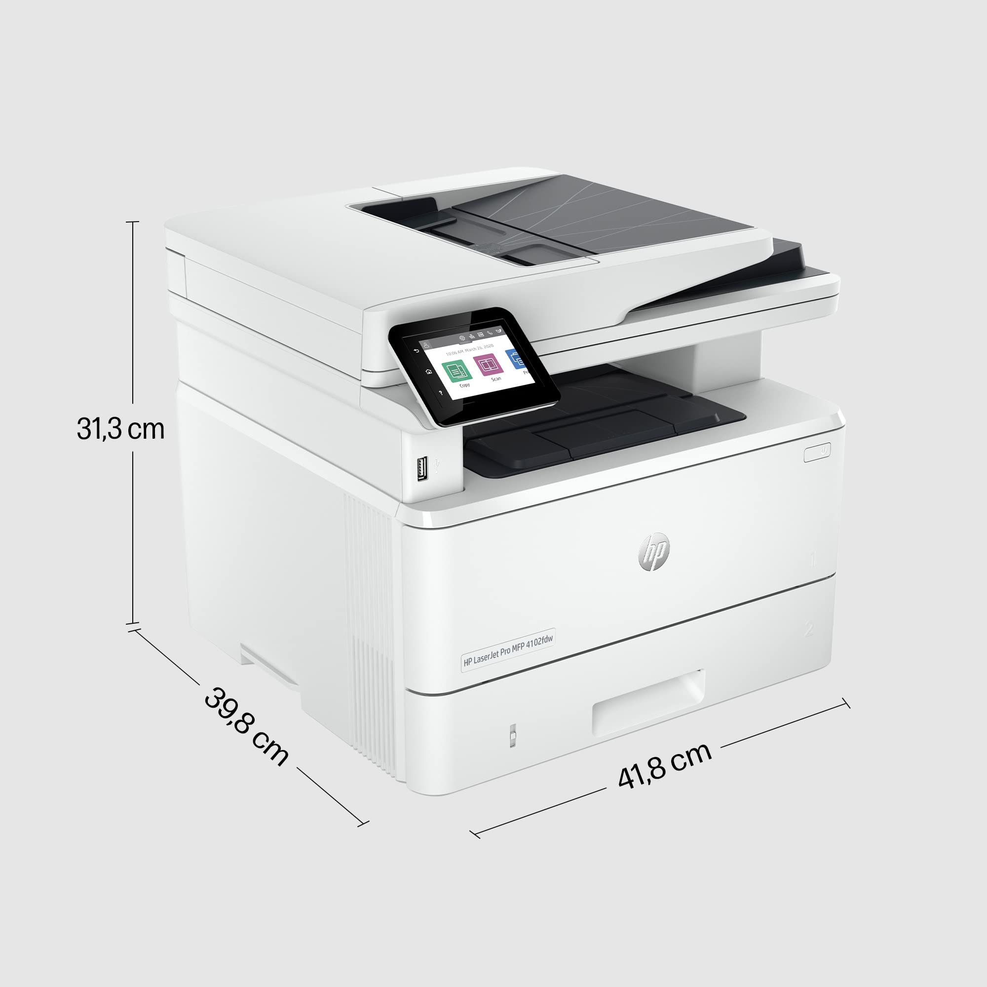 HP LaserJet Pro MFP 4102fdw Multifunktions-Laserdrucker Schwarz-Weiß, WLAN, Fax, Automatischer beidseitiger Druck, Hohe Druckgeschwindigkeit, Wolf Pro Security
