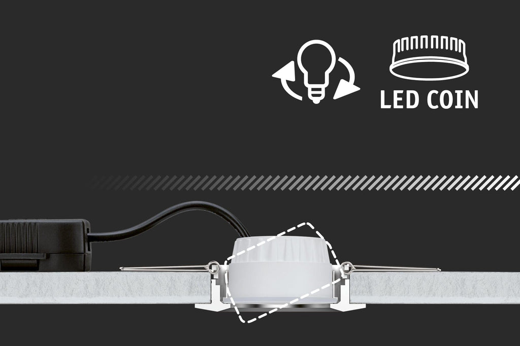 Paulmann 92973 Nova Mini Plus LED Einbauleuchte Coin 3er Set rund schwenkbar 3x4,2W EasyDim dimmbar Eisen gebürstet Aluminium Warmweiß 2700K, 126 W