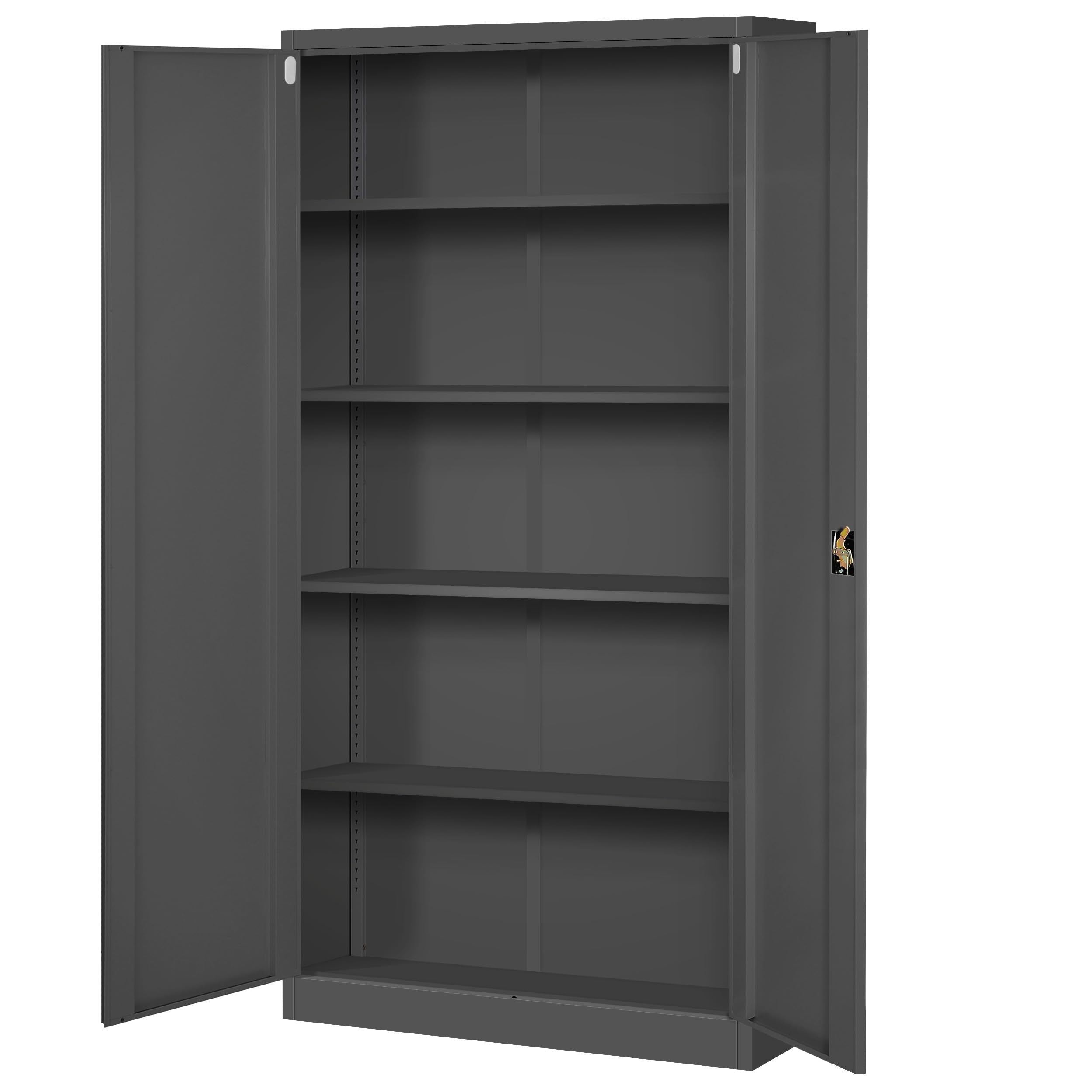 Jan Nowak Metallschrank Jan 185 x 90 x 40 cm - Metall Aktenschrank Abschließbar mit 2 Türen, Mehrzweckschrank mit 5 Ebenen, Büroschrank aus Stahlschrank mit Pulverbeschichtung - Anthrazit
