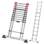 Hailo T80 FlexLine Alu Sicherheits-Teleskopleiter - ausziehbare Anlegeleiter mit 11 Sprossen - Arbeitshöhe bis 397 cm - Gewicht 10,7 kg - Silber
