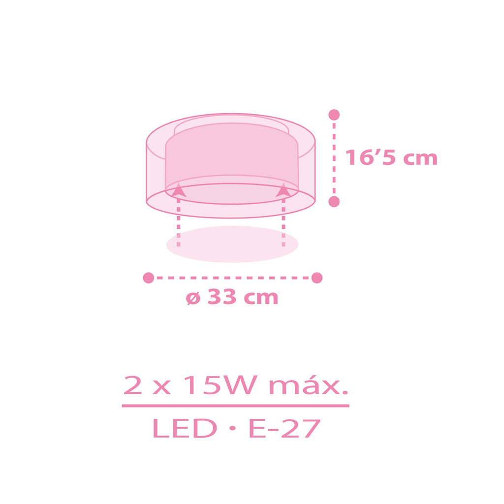 Dalber Deckenleuchte für Kinder Einhörner Tiere Unicorns, Deckenlampe Kinderzimmer, Rosa
